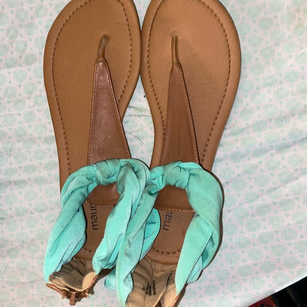 teal Maurice’s sandals